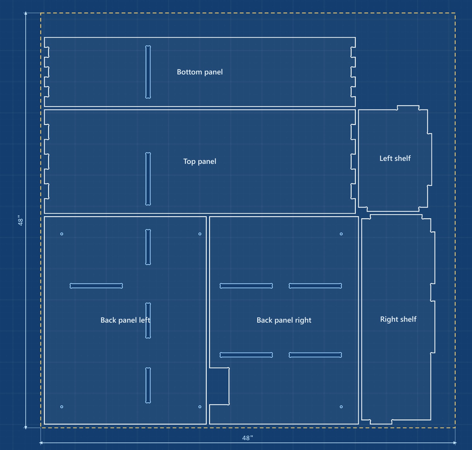 Cupboard with a divider and outlet cut-out cut sheet 1 drawn by Cutline Studio